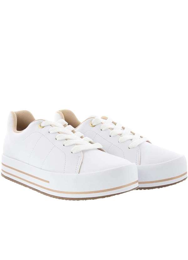 Tênis Beira Rio Conforto Flatform Pespontos Branco Branco Studio Z