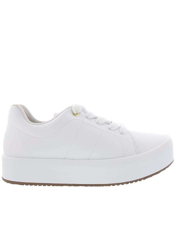 Beira Rio Conforto - Tênis Beira Rio Conforto Flatform Pespontos Branco Branco 2