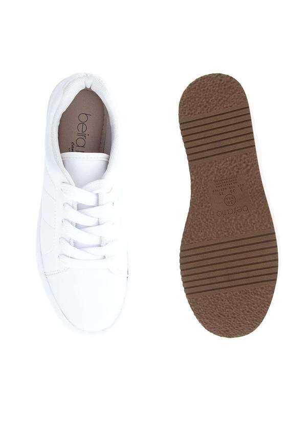 Beira Rio Conforto - Tênis Beira Rio Conforto Flatform Pespontos Branco Branco 4