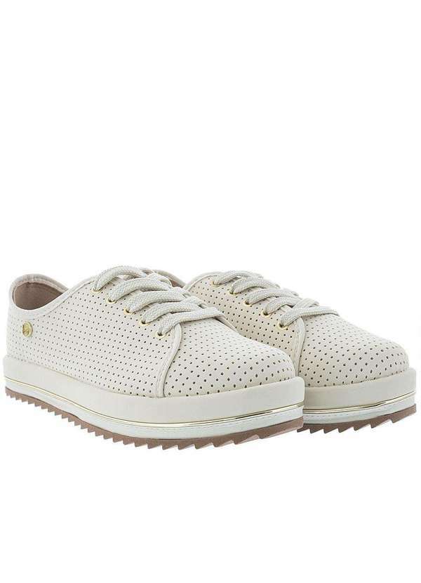 Beira Rio Conforto - Tênis Beira Rio Conforto Perfuros Metalizado Off White Off-White