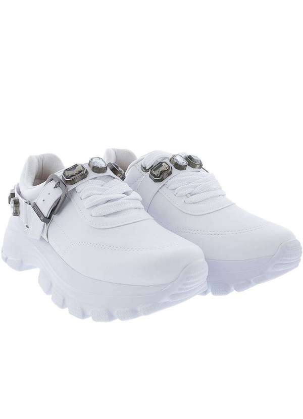 Vizzano - Tênis Chunky Vizzano Fashion com Pedraria Branco Branco