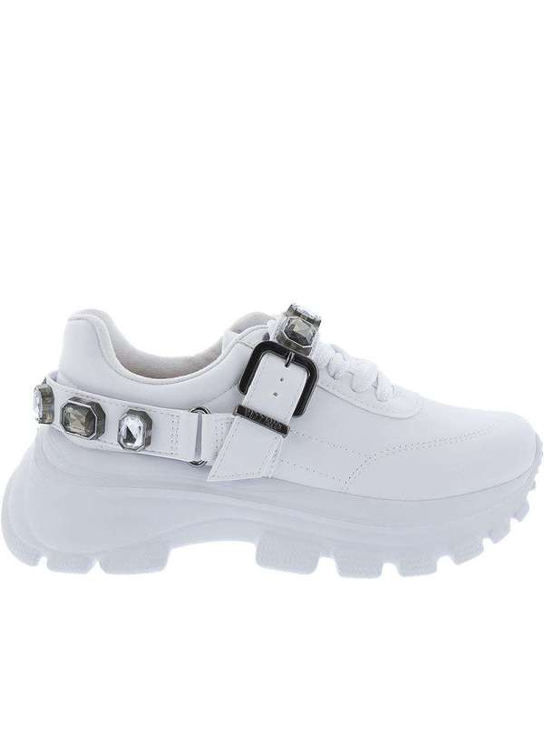 Tênis Chunky Vizzano Fashion com Pedraria Branco Branco Studio Z