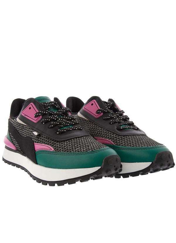Dakota - Tênis Dakota Flatform Jogging Recortes Mesh Verde Colorido