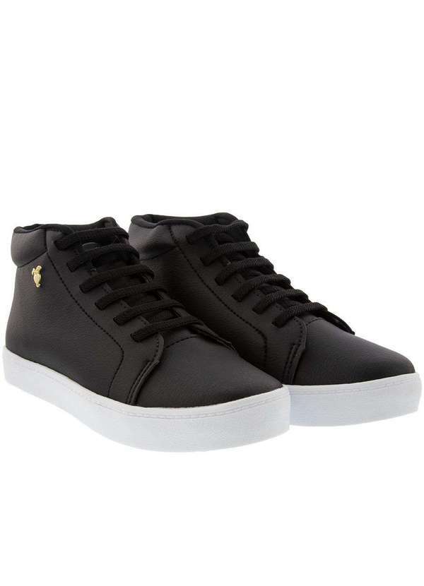 Gabriela - Tênis Gabriela Casual Cano Alto Pesponto Preto Preto