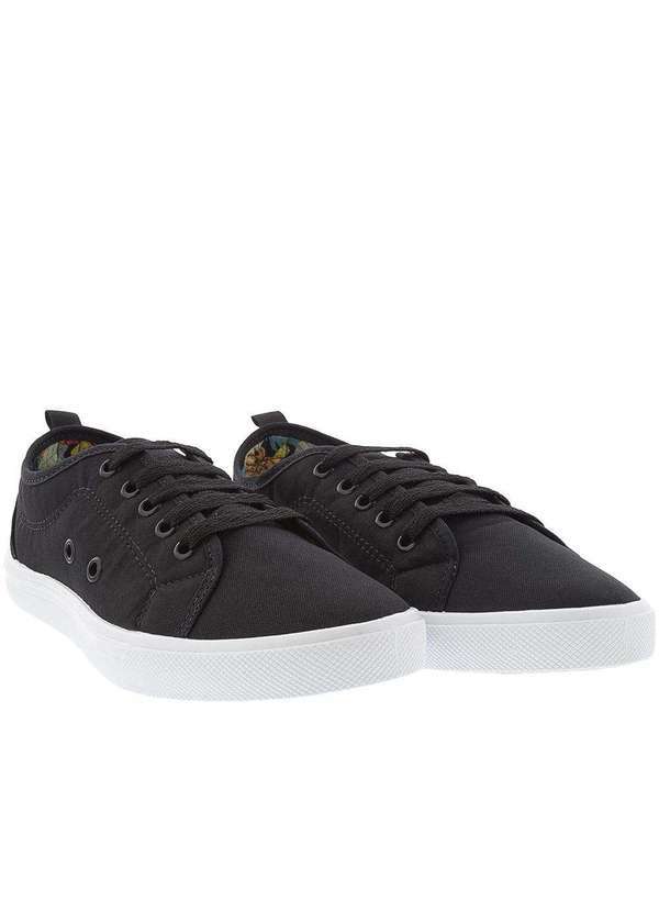 Gabriela - Tênis Gabriela Casual Pespontos Tecido Preto Preto