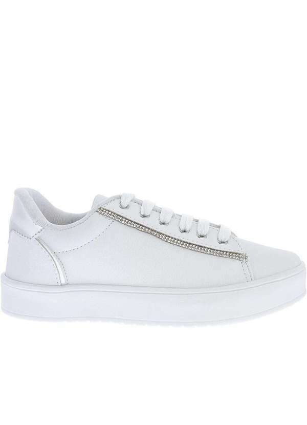 Gabriela - Tênis Gabriela Flatform Feminino Strass Metalizado Branco Branco 2