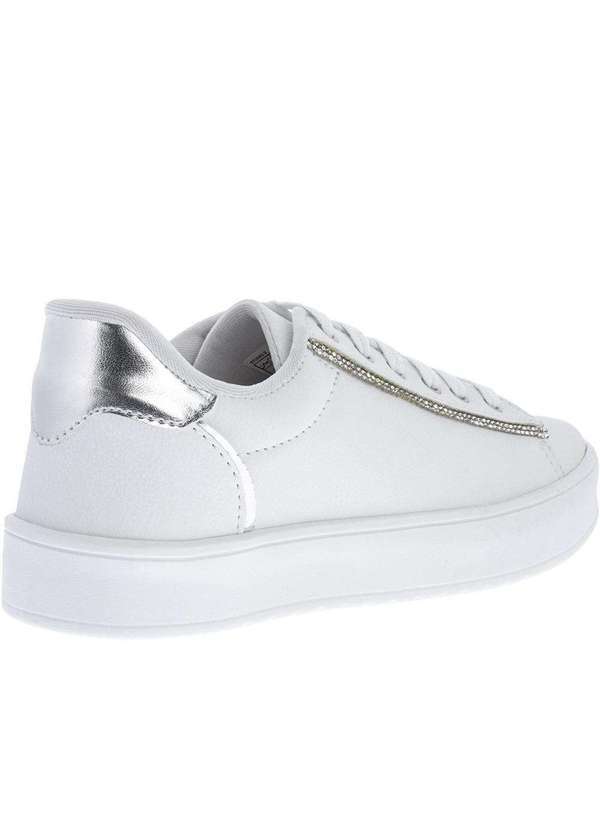 Gabriela - Tênis Gabriela Flatform Feminino Strass Metalizado Branco Branco 3