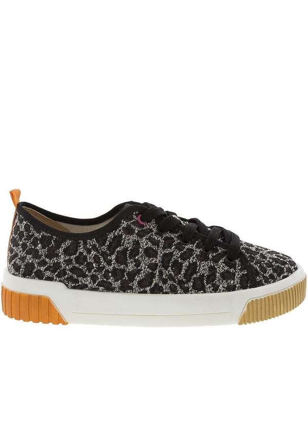 Gabriela - Tênis Gabriela Gaia Casual Flatform Onça Tecido Preto Marrom 3