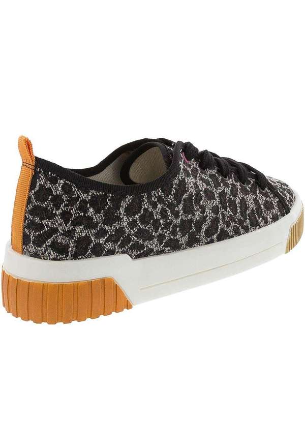 Gabriela - Tênis Gabriela Gaia Casual Flatform Onça Tecido Preto Marrom 4