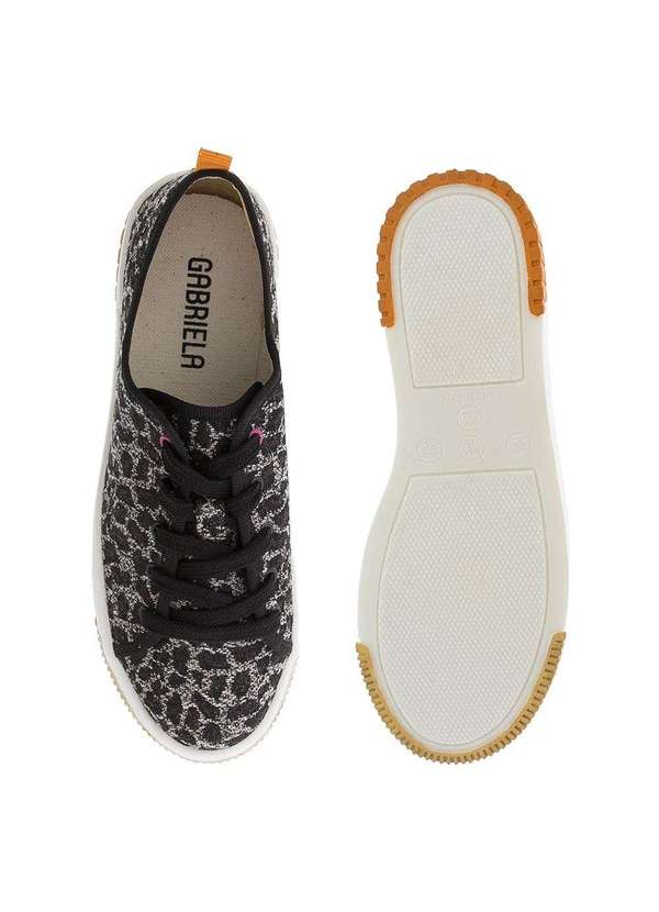 Gabriela - Tênis Gabriela Gaia Casual Flatform Onça Tecido Preto Marrom 5