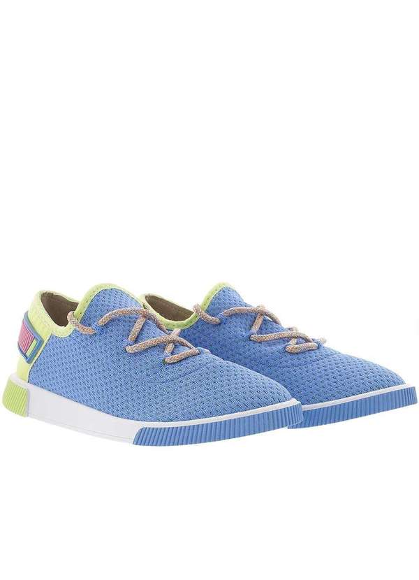 Moleca - Tênis Moleca Casual Detalhe Recortes Knit Azul Azul