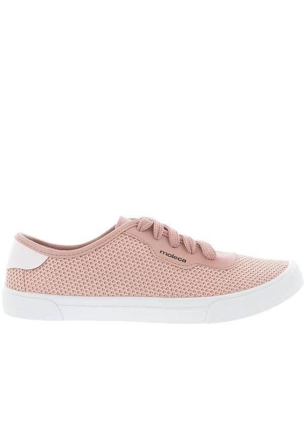 Moleca - Tênis Moleca Casual Detalhe Recortes Tecido Nude Rosa 2