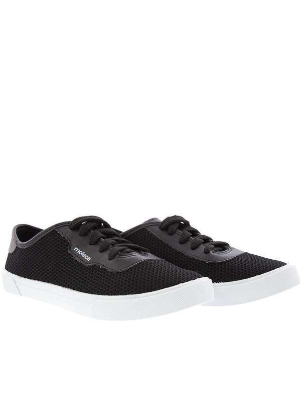 Moleca - Tênis Moleca Casual Detalhe Recortes Tecido Preto Preto