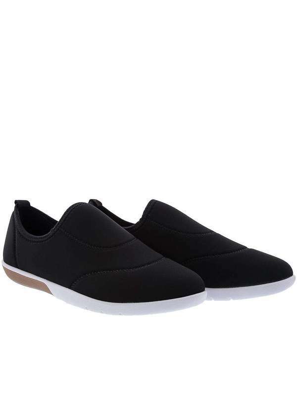 Moleca - Tênis Moleca Knit com Pesponto Preto Preto