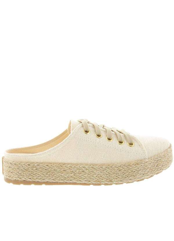 Gabriela - Tênis Mule Gabriela Pespontos Tecido Off White Bege 2