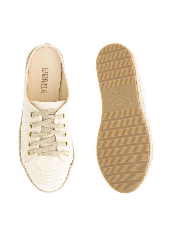 Gabriela - Tênis Mule Gabriela Pespontos Tecido Off White Bege 4