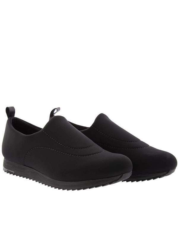 Usaflex - Tênis Usaflex Casual Detalhe Pespontos Tecido Preto Preto