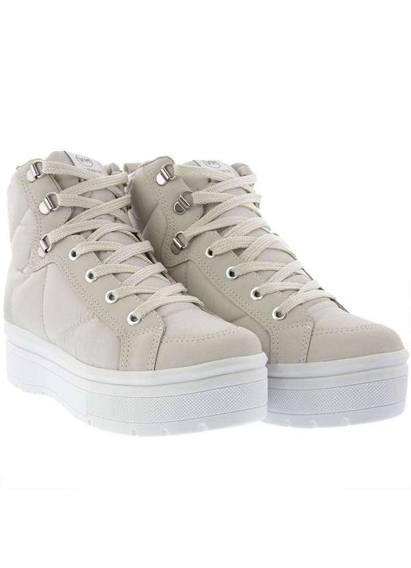 Via Marte - Tênis Via Marte Cano Alto Flatform Ilhós Nobuck Off White Marfim