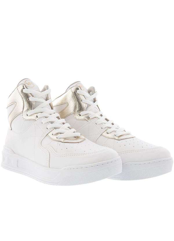 Tênis Via Marte Cano Alto Flatform Metalizado Branco Colorido