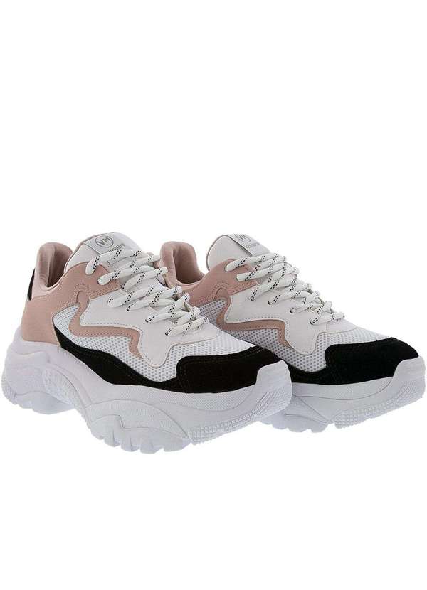 Via Marte - Tênis Via Marte Chunky com Recortes Nobuck Branco 2010803 Colorido