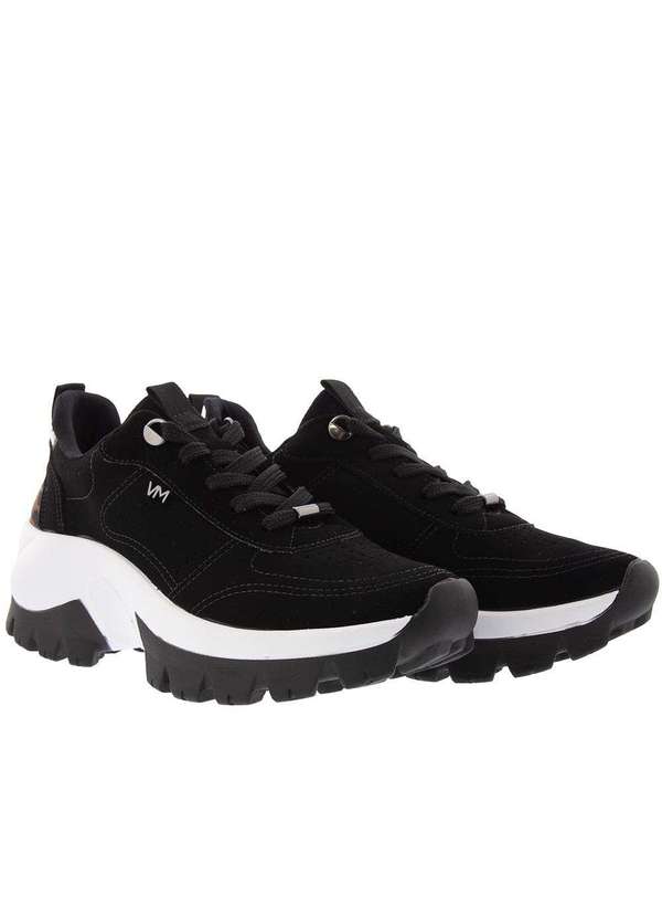 Via Marte Tênis Via Marte Chunky Nobuck Animal Print Nobuck Preto Preto