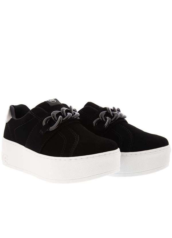 Via Marte - Tênis Via Marte Flatform Corrente Nobuck Verniz Preto Preto