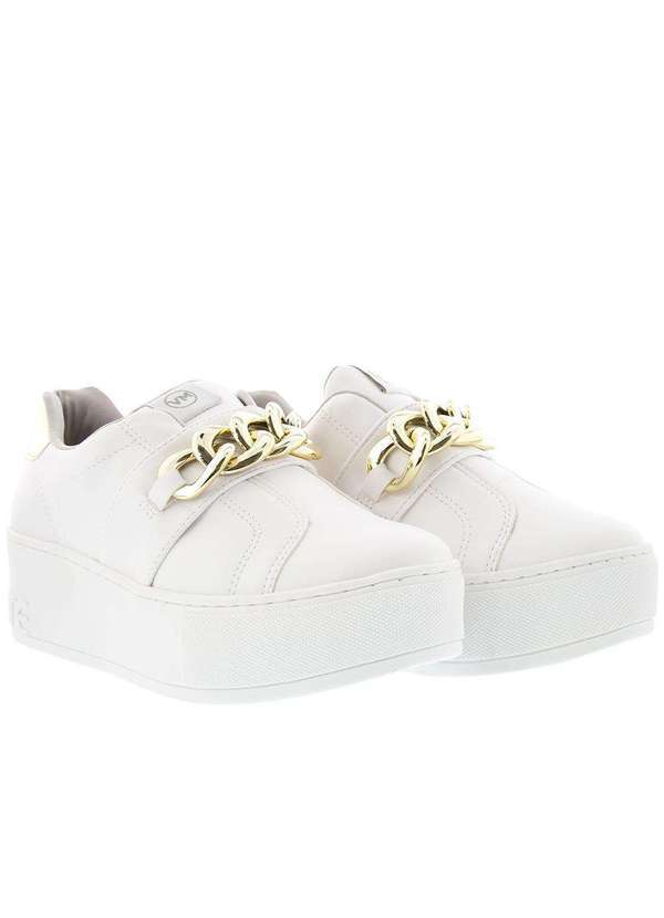 Via Marte - Tênis Via Marte Flatform Detalhe Corrente Metalizado Branco Branco