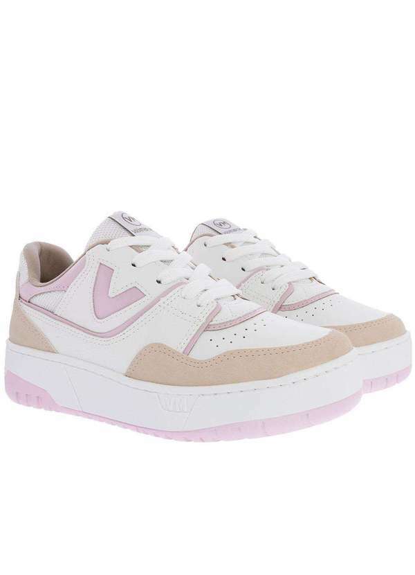 Via Marte - Tênis Via Marte Flatform Feminino Recortes Nobuck Color Rosa