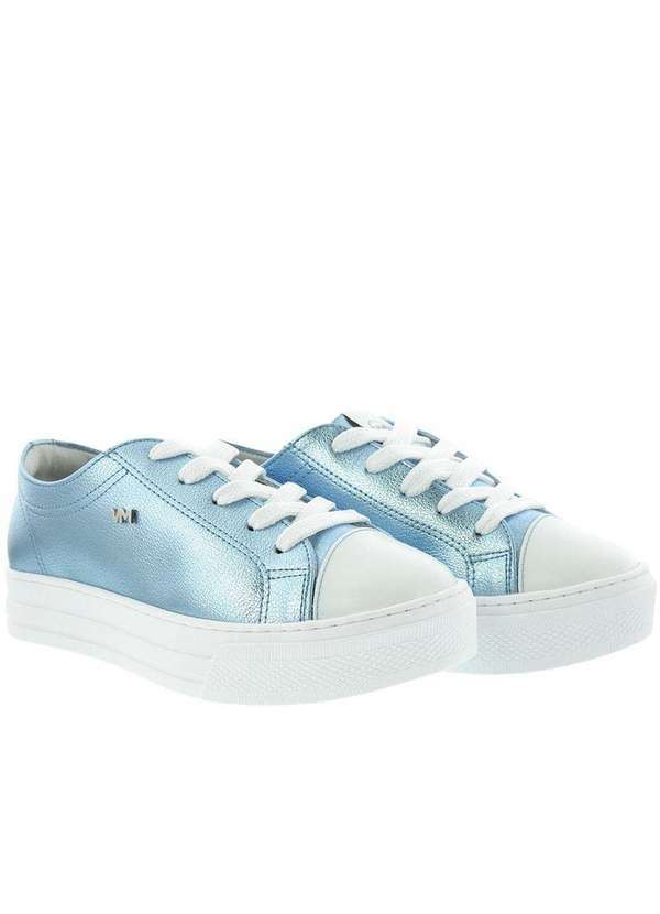 Via Marte - Tênis Via Marte Flatform Pespontos Metalizado Azul Azul