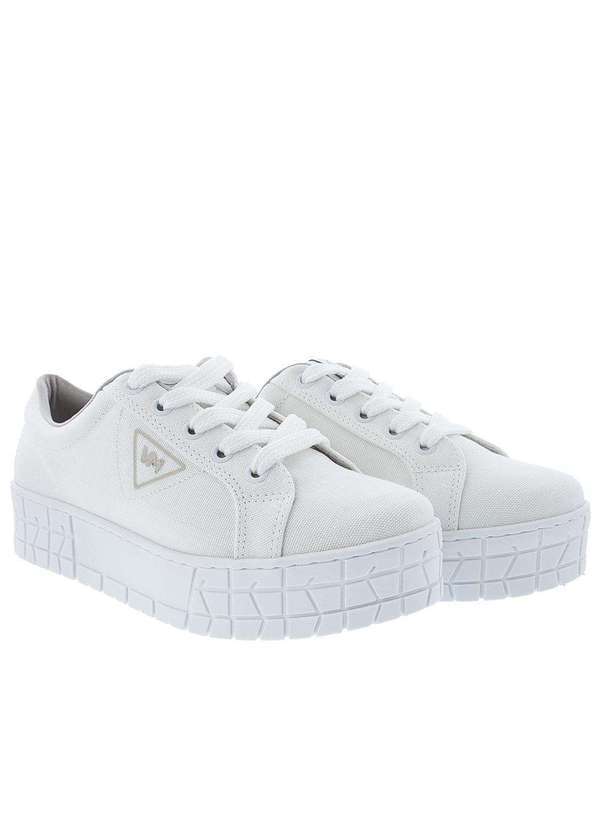 Via Marte - Tênis Via Marte Flatform Pespontos Tecido Branco Branco