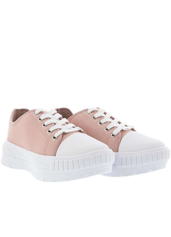 Vizzano - Tênis Vizzano Chunky Pespontos Tecido Nude Rosa