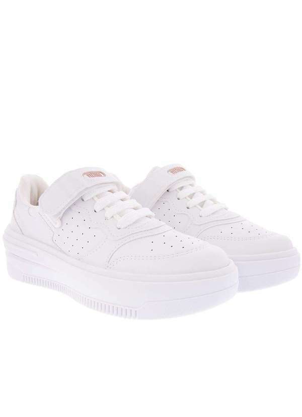 Vizzano - Tênis Vizzano Flatform Feminino Detalhe Tira Perfuros Branco Branco