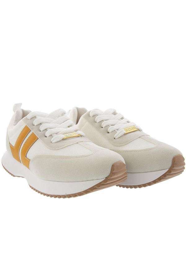 Vizzano - Tênis Vizzano Jogging Recortes Camurça Off White Branco