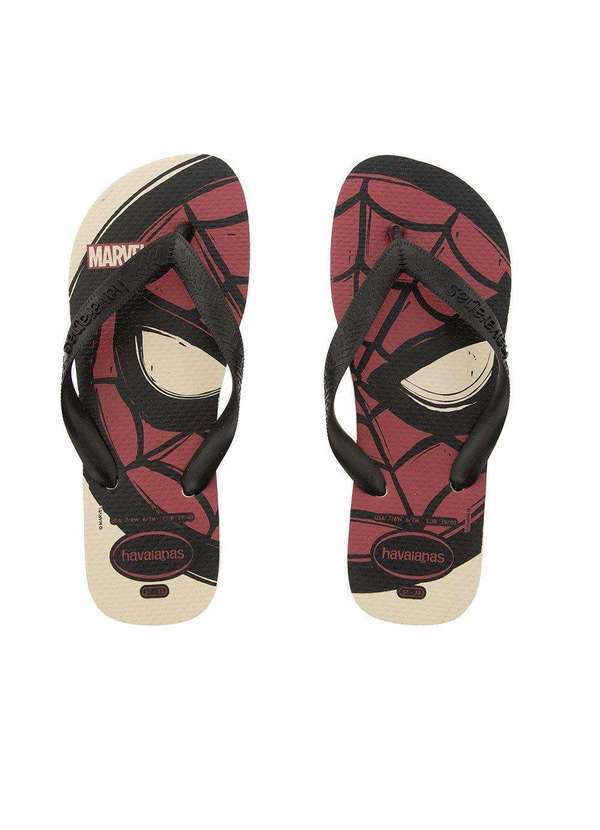 Havaianas - Chinelo Havaianas Top Marvel Logomania Homem Aranha Preto Bege