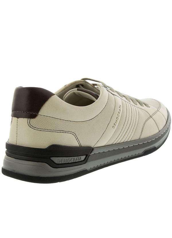 Sapatênis Democrata Denim Shift Couro Bege Branco - Studio Z