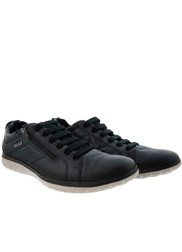 Pegada Sapatênis Pegada com Zíper Couro Marinho Azul