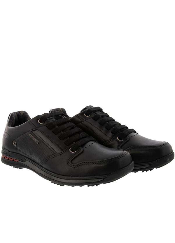 Pegada - Sapatênis Pegada Detalhe Recortes Couro Preto Preto