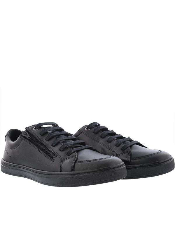 Woche - Sapatênis Woche Detalhe Zíper Couro Preto Preto