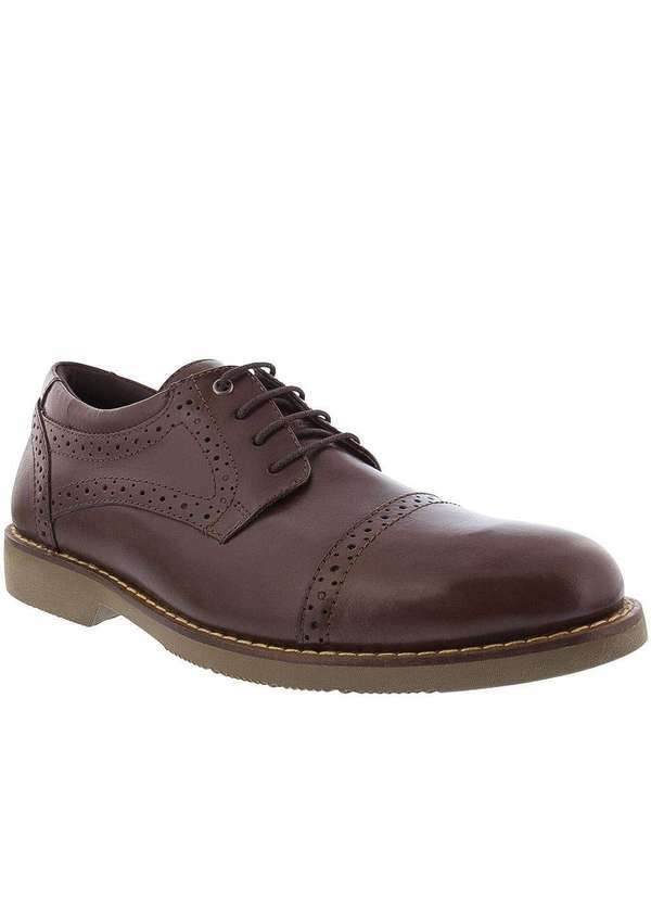 Woche - Sapato Oxford Woche Detalhe Perfuros Couro Marrom Marrom