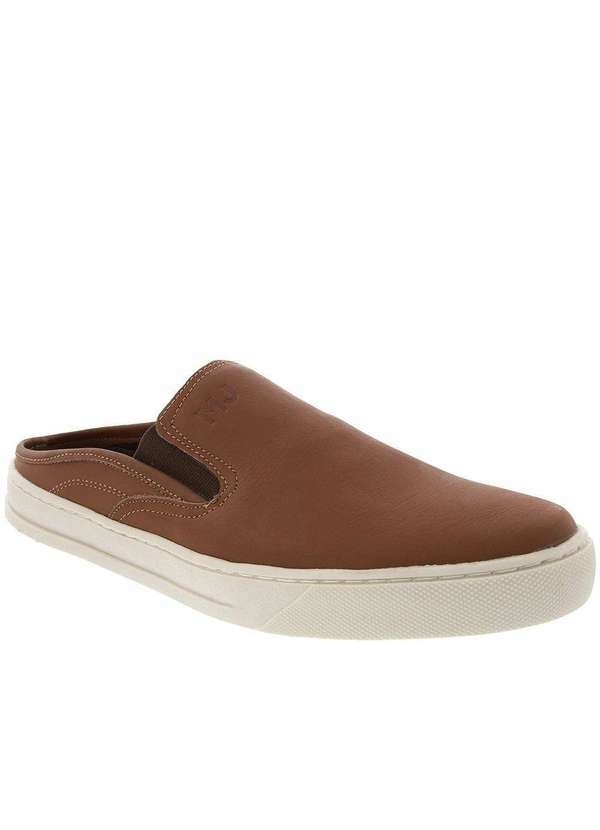 Mac & Jac - Slip On Mule Mac & Jac Pespontos Couro Caramelo Marrom