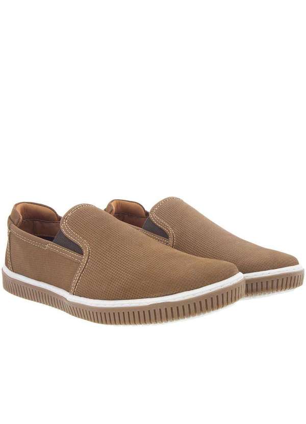 Woche - Slip On Woche Detalhe Perfuros Nobuck Caramelo Bege