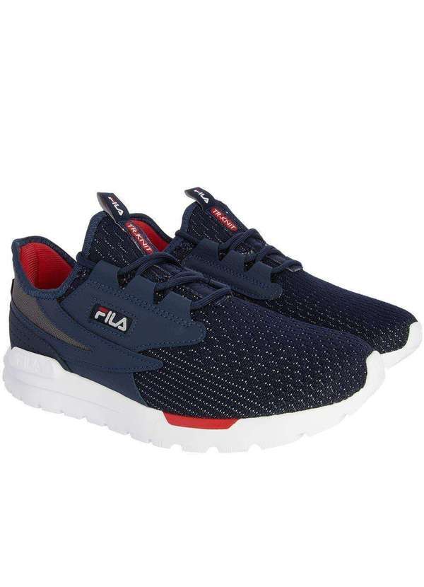 Fila - Tênis Fila Tr-Knit Lifestyle Casual Masculino Couro Marinho Azul