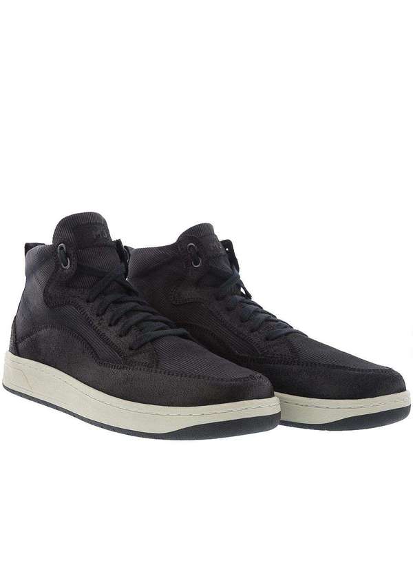 Mac & Jac - Tênis Mac & Jac Cano Alto Premium Recortes Camurça Preto Preto