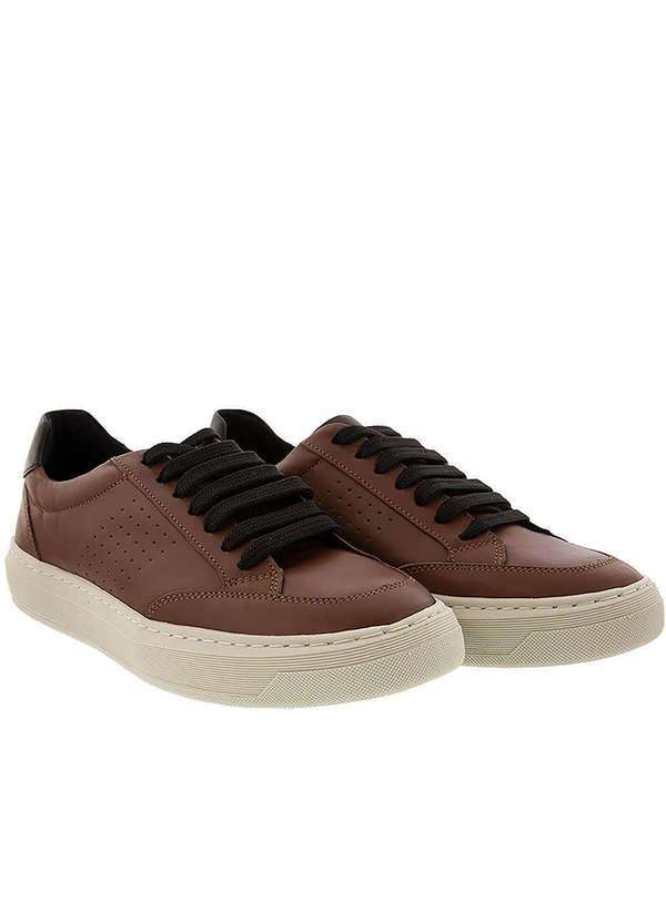 Mac & Jac - Tênis Mac & Jac Casual Detalhe Pespontos Couro Caramelo Caramelo