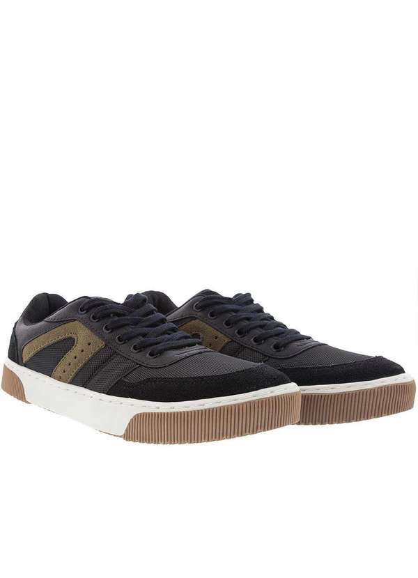 Mac & Jac - Tênis Mac & Jac Modern Recortes Camurça Preto Preto