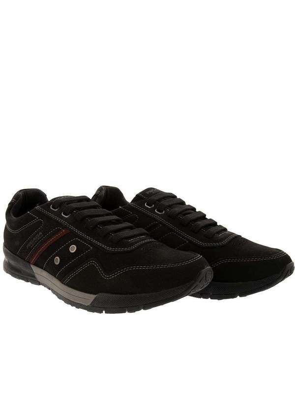 Pegada - Tênis Pegada Casual Detalhe em Pespontos Couro Preto Preto