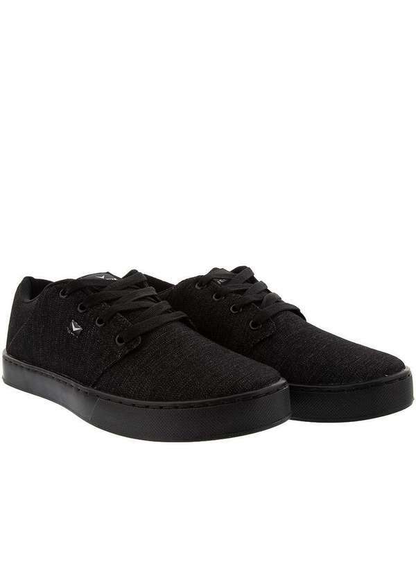 Vertus - Tênis Vertus Casual com Recortes Tecido Jeans Preto Cinza