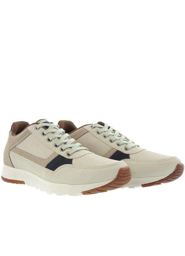 Woche - Tênis Woche Casual Recortes Camurça Off White Off-White