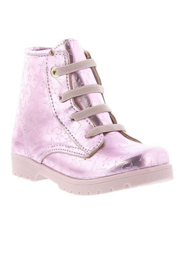 Gabrielinha - Bota Coturno Infantil Gabrielinha Estrelas Metalizada Lilás Rosa