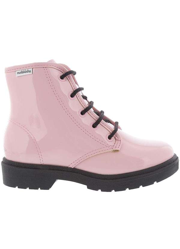 Molekinha - Bota Coturno Infantil Molekinha Tratorado Verniz Rosa Rosa 2